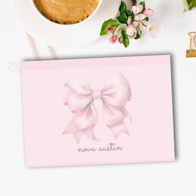Notas Post-it® Lazo Rosa de Moda Personalizado con Nombre y Monog (Subido por el creador)