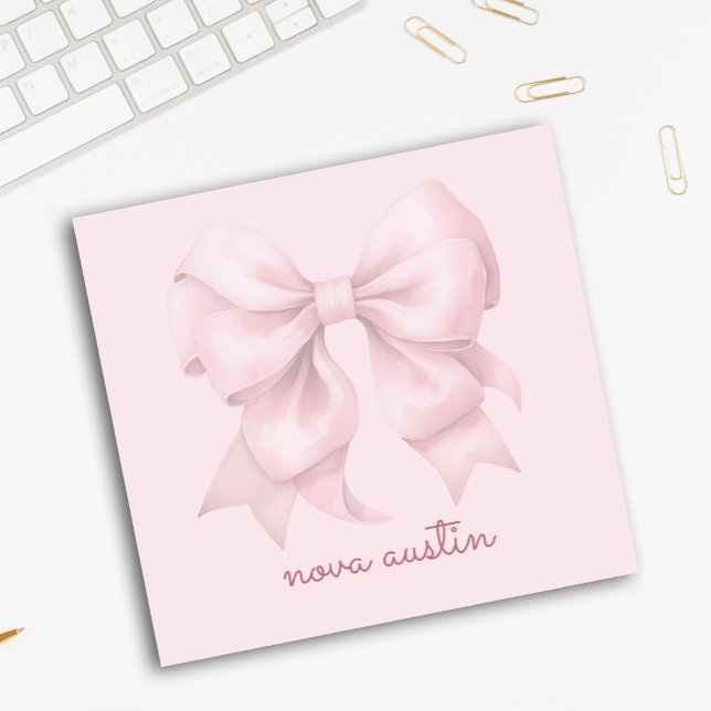 Notas Post-it® Lazo Rosa de Moda Personalizado con Nombre y Monog (Subido por el creador)