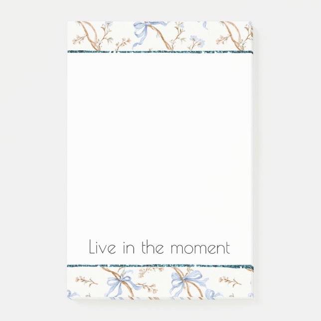 Notas Post-it® Lazos Florales Azules Crema (Anverso)