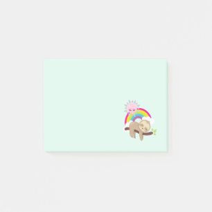 Notas Post-it® Lazy Slote lindo con sol y arcoiris