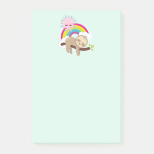 Notas Post-it® Lazy Slote lindo con sol y arcoiris