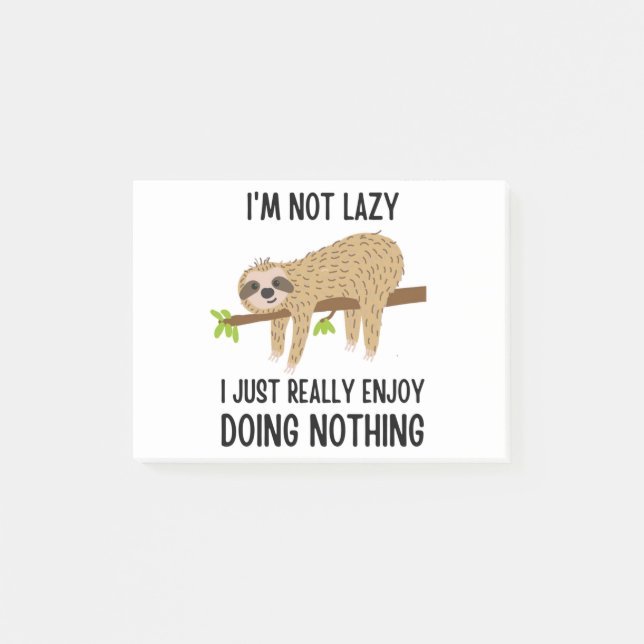 Notas Post-it® Lazy Sloth no hace nada (Anverso)