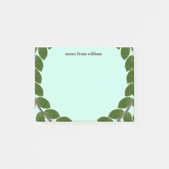 Notas Post-it® Leafy verde personalizado (Anverso)