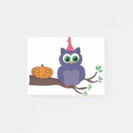 Notas Post-it® Lechuza Cuta de Halloween y calabaza