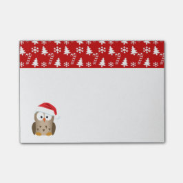 Notas Post-it® Lechuza navidad con Santa Hat