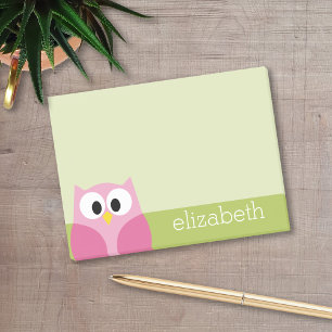 Notas Post-it® Lechuza Personalizado Cuta - Verde Rosa y Lime