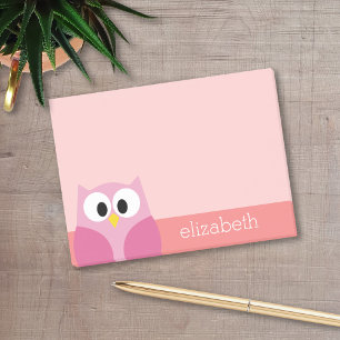 Notas Post-it® Lechuza Personalizado en rosa y coral
