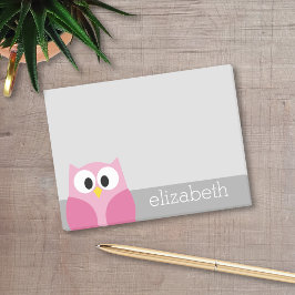 Notas Post-it® Lechuza Personalizado pequeña - Nombre personaliza