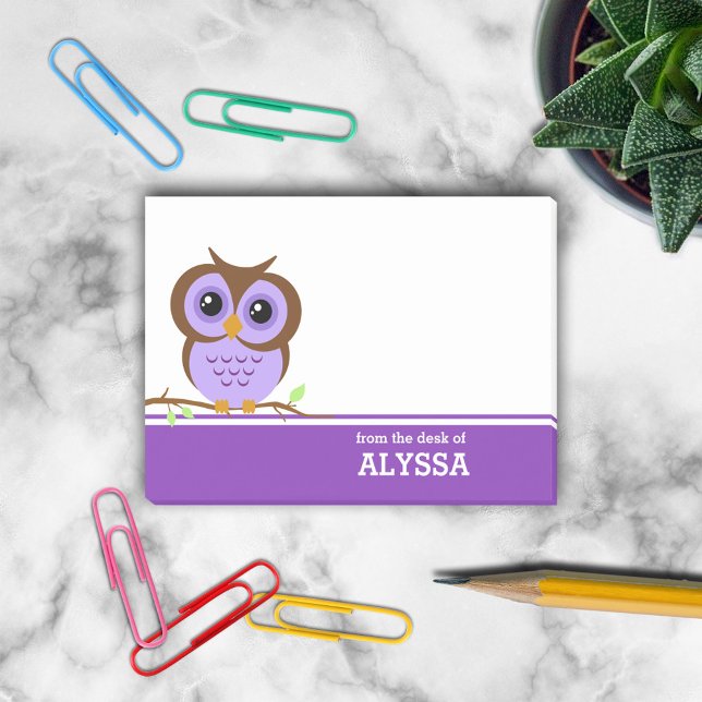 Notas Post-it® Lechuza púrpura Personalizado (Subido por el creador)