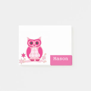Notas Post-it® Lechuza rosa divertida personalizada