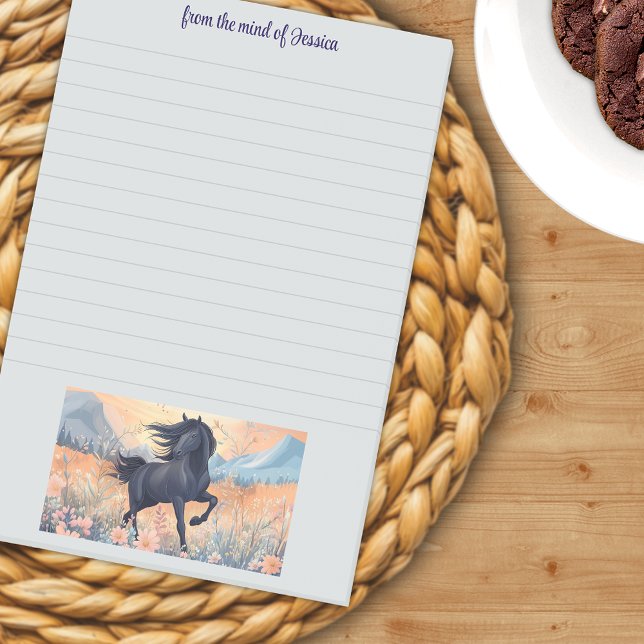 Notas Post-it® Lema personalizado de Flor silvestre Chica de caba (Black Horse Girl Wildflower Personalized Slogan Post-it Notes)