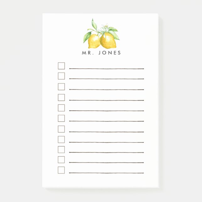 Notas Post-it® Lemon Fresco Personalizado Para Hacer (Anverso)