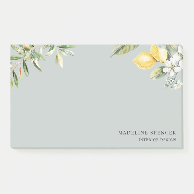 Notas Post-it® Lemones acuarelas y verde salvia de aceitunas (Anverso)