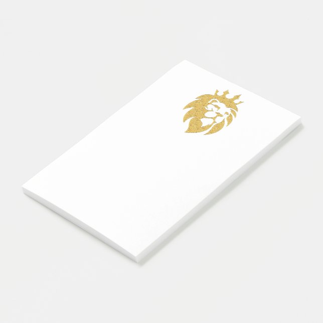 Notas Post-it® León con Corona - Estilo Oro 1 (En perspectiva)