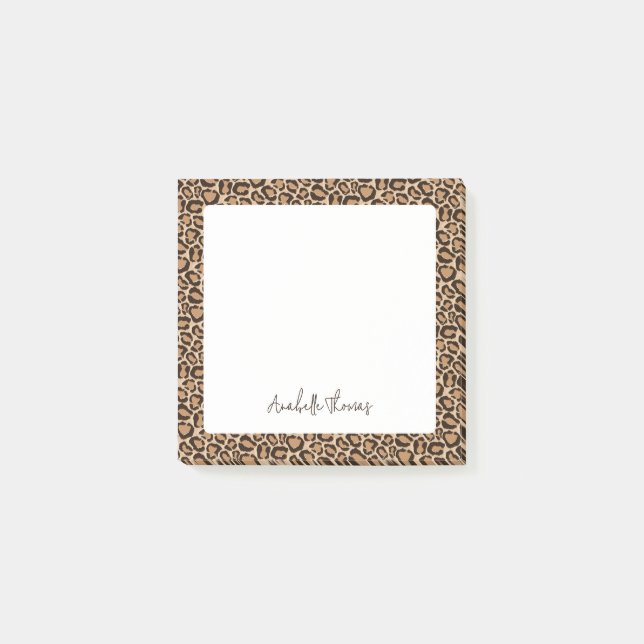 Notas Post-it® Leopard Print Monogrammed (Anverso)