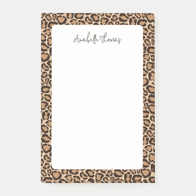 Notas Post-it® Leopard Print Monogrammed (Anverso)