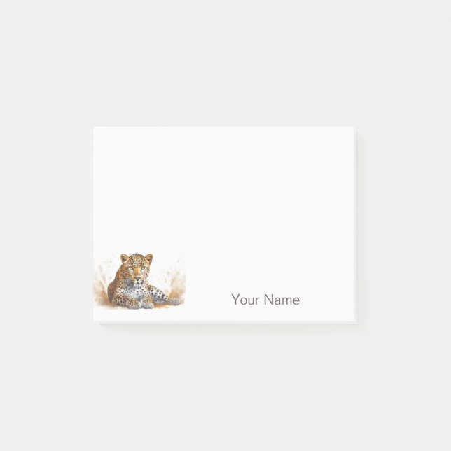 Notas Post-it® Leopard Wild Animal Portrait Personalizado Nombre (Anverso)