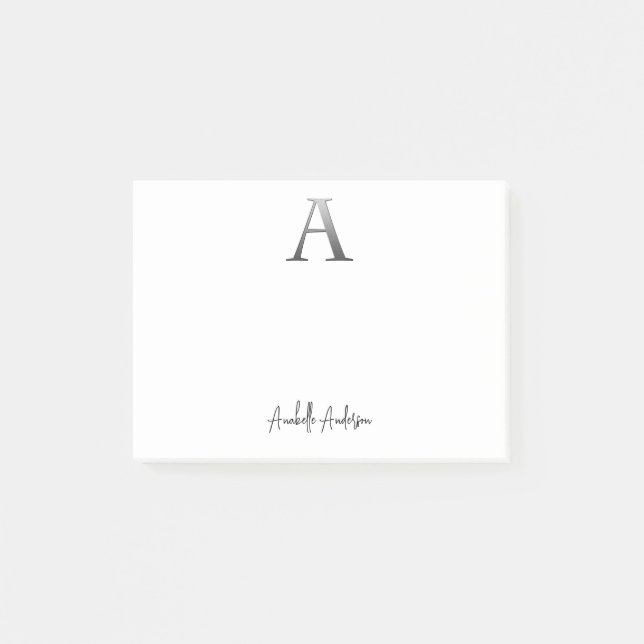 Notas Post-it® Letra A con nombre personalizado (Anverso)
