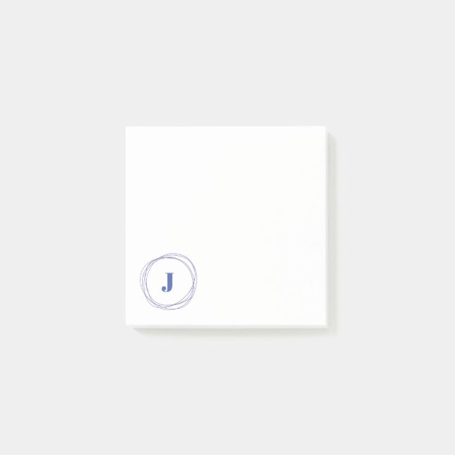 Notas Post-it® Letra azul wreath inicial (Anverso)