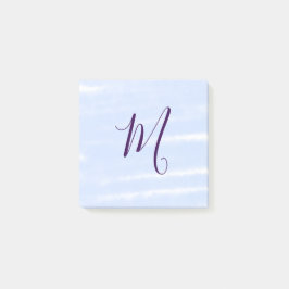 Notas Post-it® Letra de monograma de nombre en acuarela pastel pú