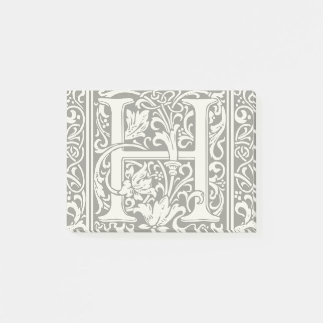 Notas Post-it® Letra H Monograma medieval Art Nouveau (Anverso)