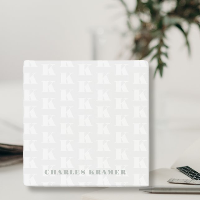 Notas Post-it® Letra inicial del monograma verde sabio profesiona (Subido por el creador)