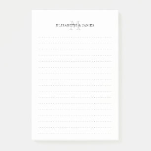 Notas Post-it® Letra inicial simple par monograma líneas punteada