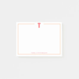 Notas Post-it® Letra Inicial T 3D Personalizada con Monograma Ele