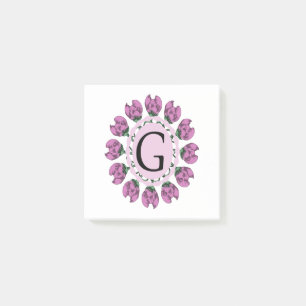 Notas Post-it® Letra mayúscula G monograma floral