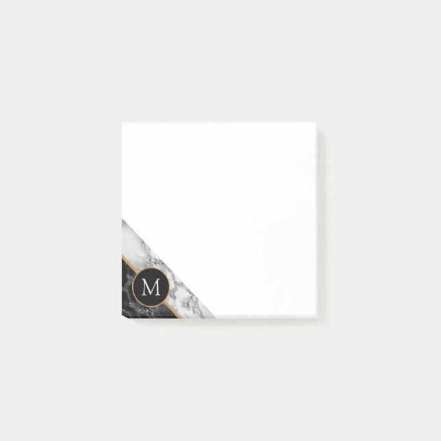 Notas Post-it® Letra personalizada Marble Design Post it Notes (Anverso)