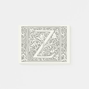 Notas Post-it® Letra Z Monograma medieval Art Nouveau