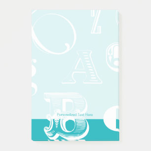 Notas Post-it® Letras decorativas sobre fondo azul