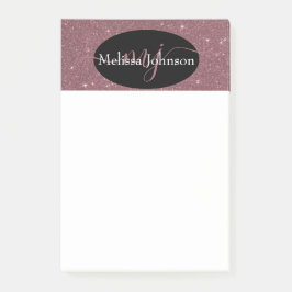 Notas Post-it® Letras doradas rosadas elegantes en Post-it negro