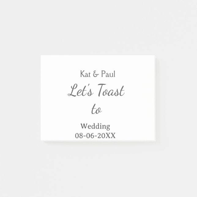 Notas Post-it® Let's toast to wedding add name date simple couple (Anverso)