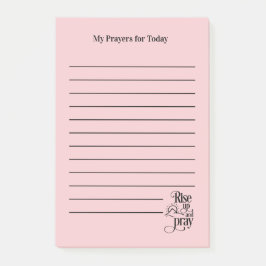 Notas Post-it® Levántate y Reza Lista de Oración Rosa con Líneas