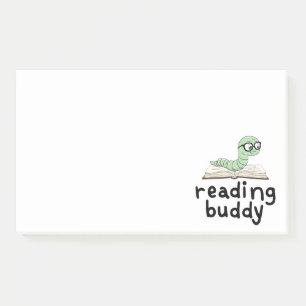 Notas Post-it® Leyendo librero Buddy Cute con libro