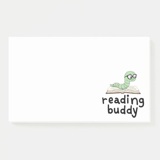 Notas Post-it® Leyendo librero Buddy Cute con libro (Anverso)