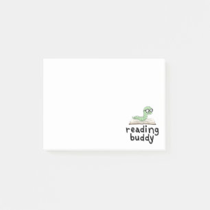 Notas Post-it® Leyendo librero Buddy Cute con libro