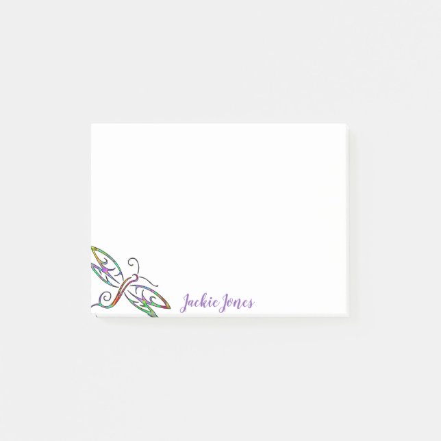 Notas Post-it® Libélula colorida personalizada (Anverso)