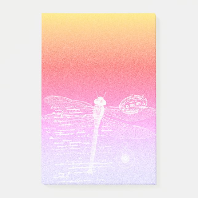 Notas Post-it® Libélula de gradiente pastel (Anverso)