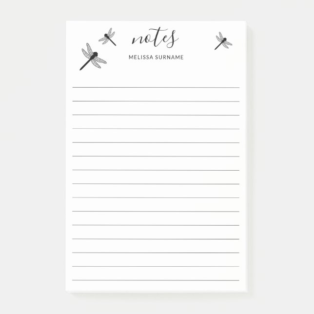 Notas Post-it® Libélulas voladoras & Título personalizado y nombr (Anverso)
