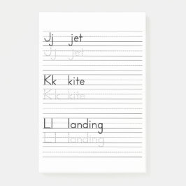 Notas Post-it® Libreta de la hoja de trabajo del alfabeto de la