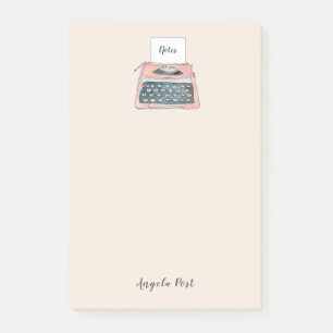 Notas Post-it® Libreta rosa de máquina de escribir retro linda
