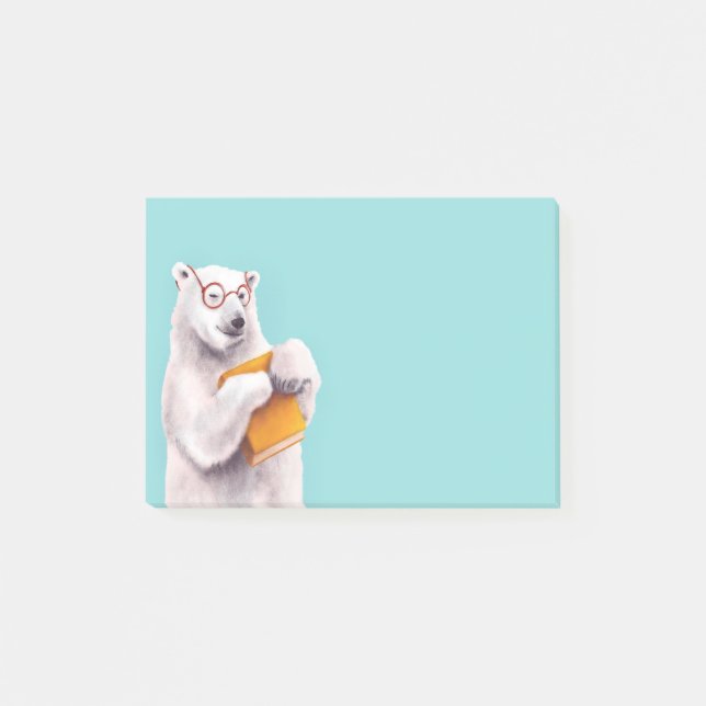 Notas Post-it® Libro de oso polar Lover Nerdy (Anverso)