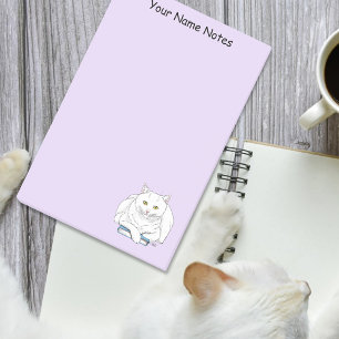 Notas Post-it® Libro divertido de gato blanco leyendo humor púrpu