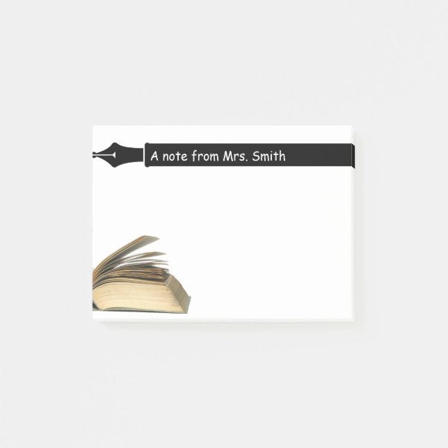 Notas Post-it® Libro y pluma del profesor (Anverso)