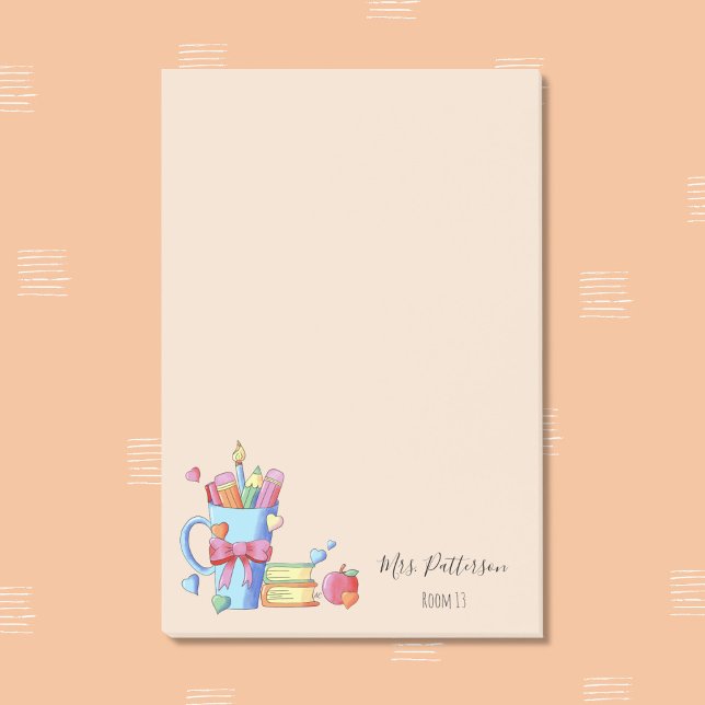 Notas Post-it® Libros Apple y Hearts Teacher Notes (Watercolor whimsical teacher personalized sticky notes .
)