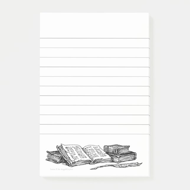 Notas Post-it® Libros de época y escritura de plaquitas con línea (Anverso)