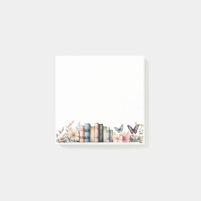Notas Post-it® Libros de mariposa acuarela floral (Anverso)