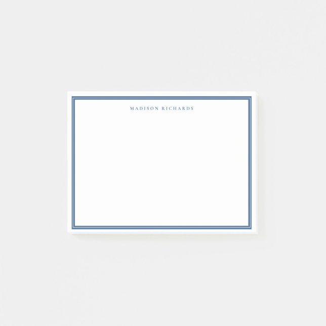 Notas Post-it® Ligera Marina Azul Frontera básica personalizada (Anverso)